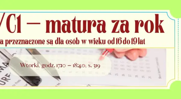 Kurs przygotowuje do matury rozszerzonej z angielskiego na poziomie B2+/C1. Zajęcia dla młodzieży 16-19 lat.