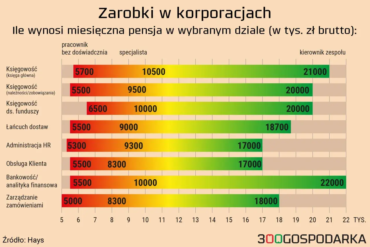 Zarobki w korporacjach: miesięczna pensja brutto dla pracownika bez doświadczenia, specjalisty i kierownika zespołu w różnych działach. Technik elektroniki i informatyki medycznej zarobki są tu porównywane.