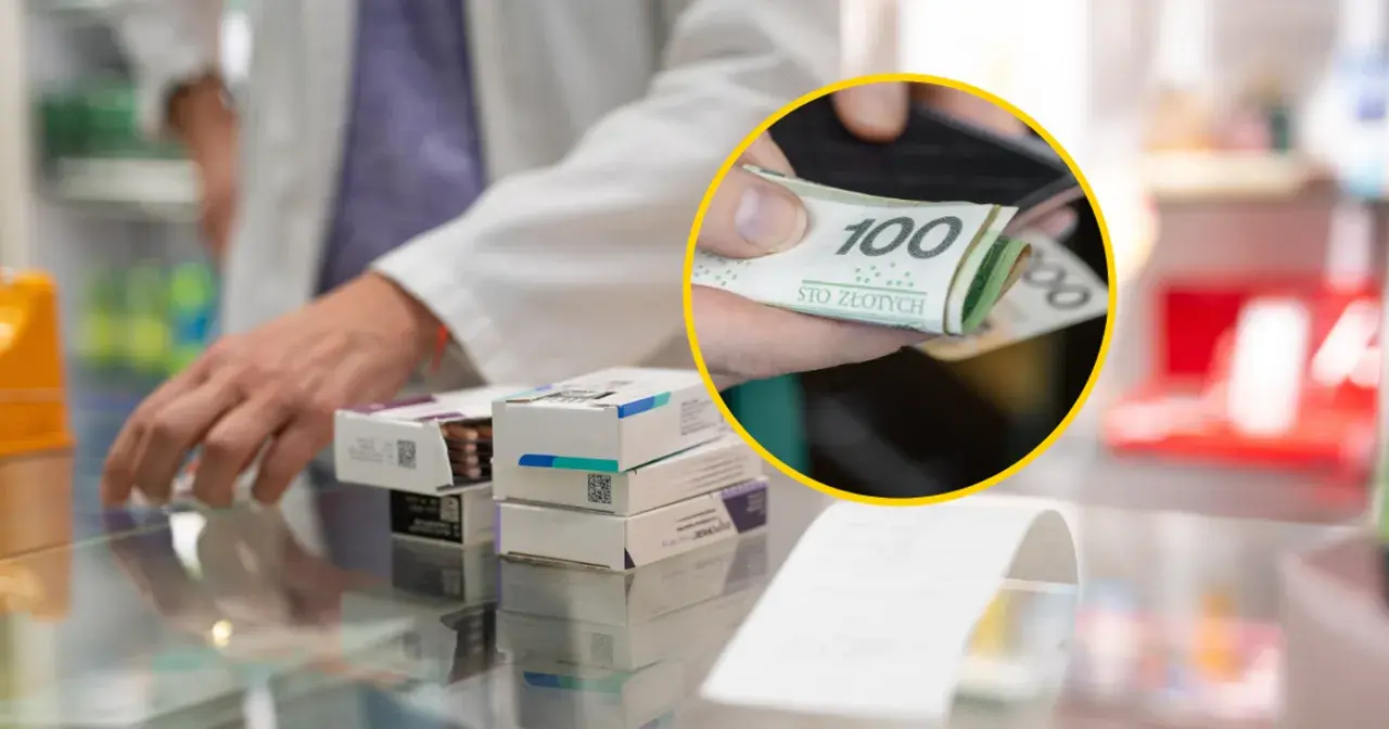 Aptekarz liczy sto złotych. W tle leki i paragon. Ile zarabia aptekarz?